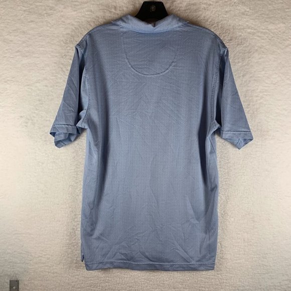 Pebble Beach Polo Shirt Men's Medium Blue Dotted 100% Polyester Performance 6585 - Picture 2 of 8